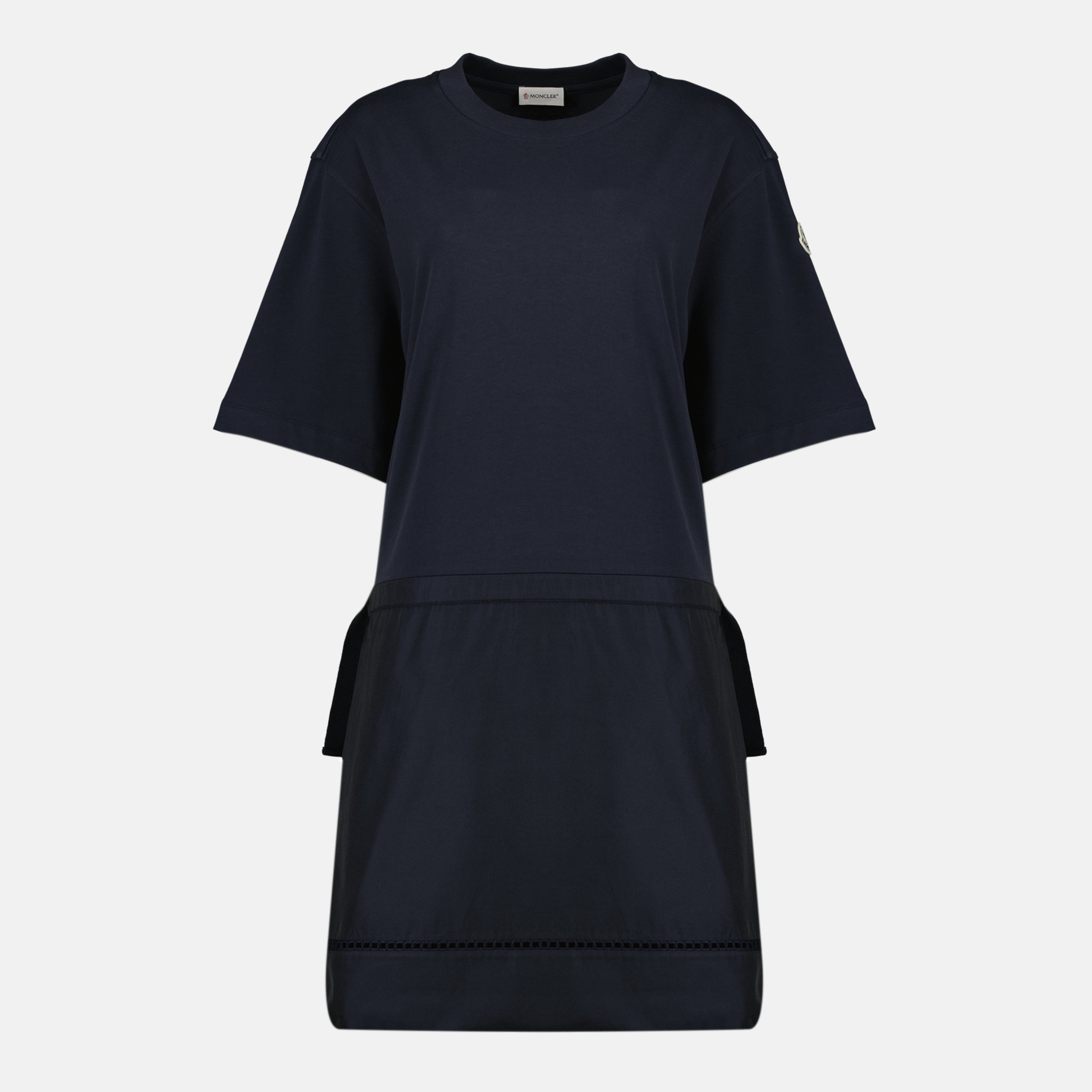 Image of the Moncler Women's Navy Blue Cotton Dress - Spring-Summer 2026 - Front View