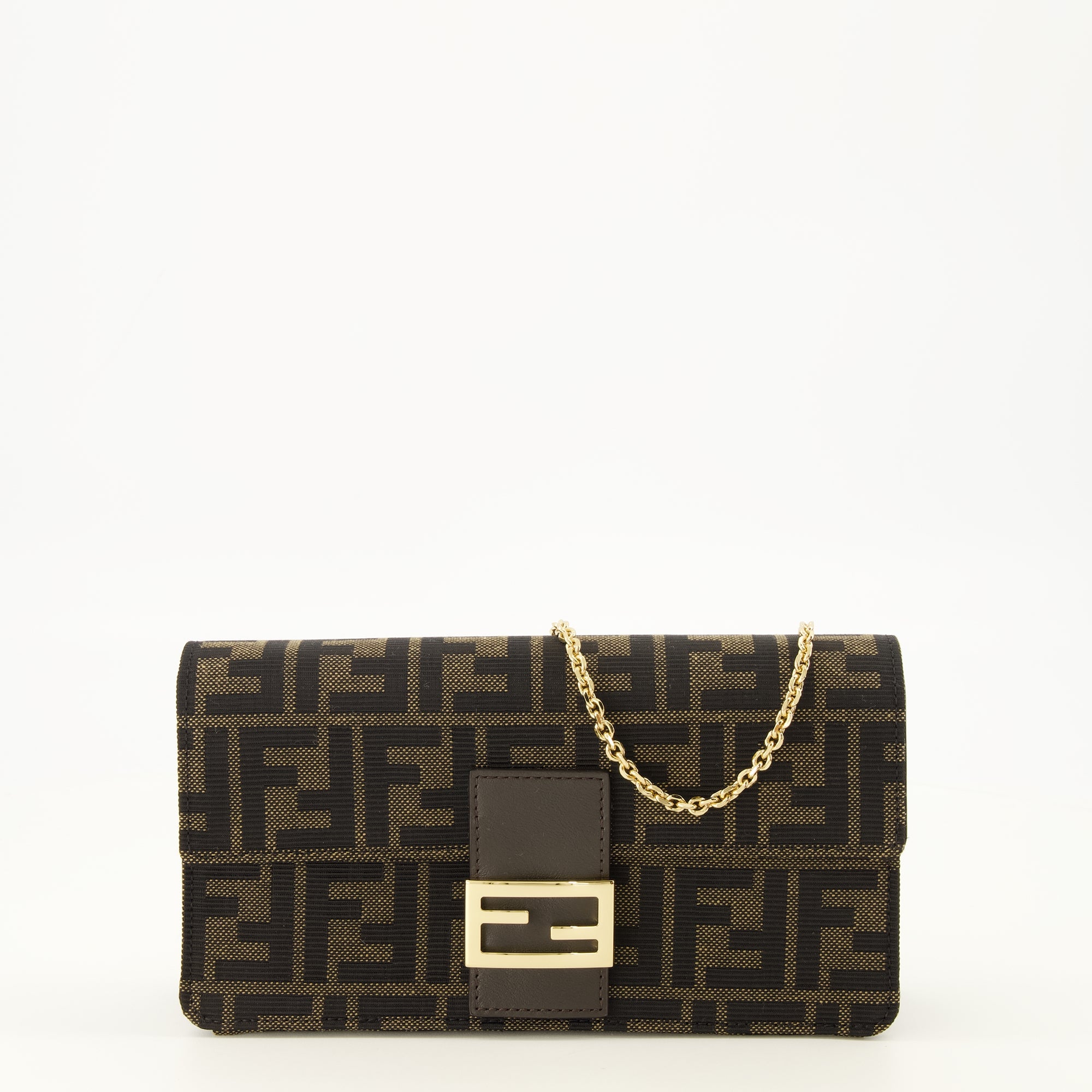 Petite maroquinerie FF Braune Kettenbörse Fendi Marron Femme