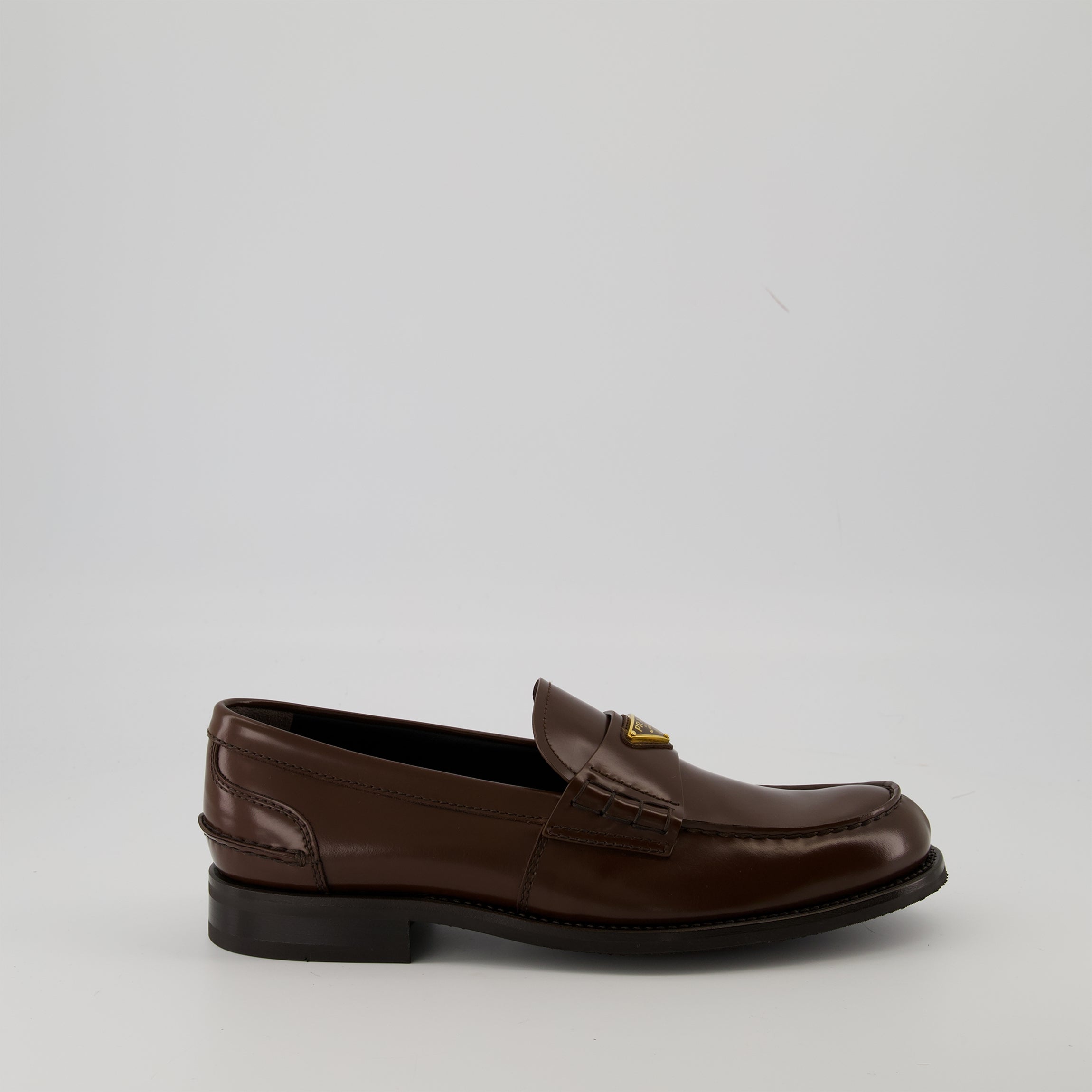 Loafers Brushed Leather Loafers Prada Brown Men
