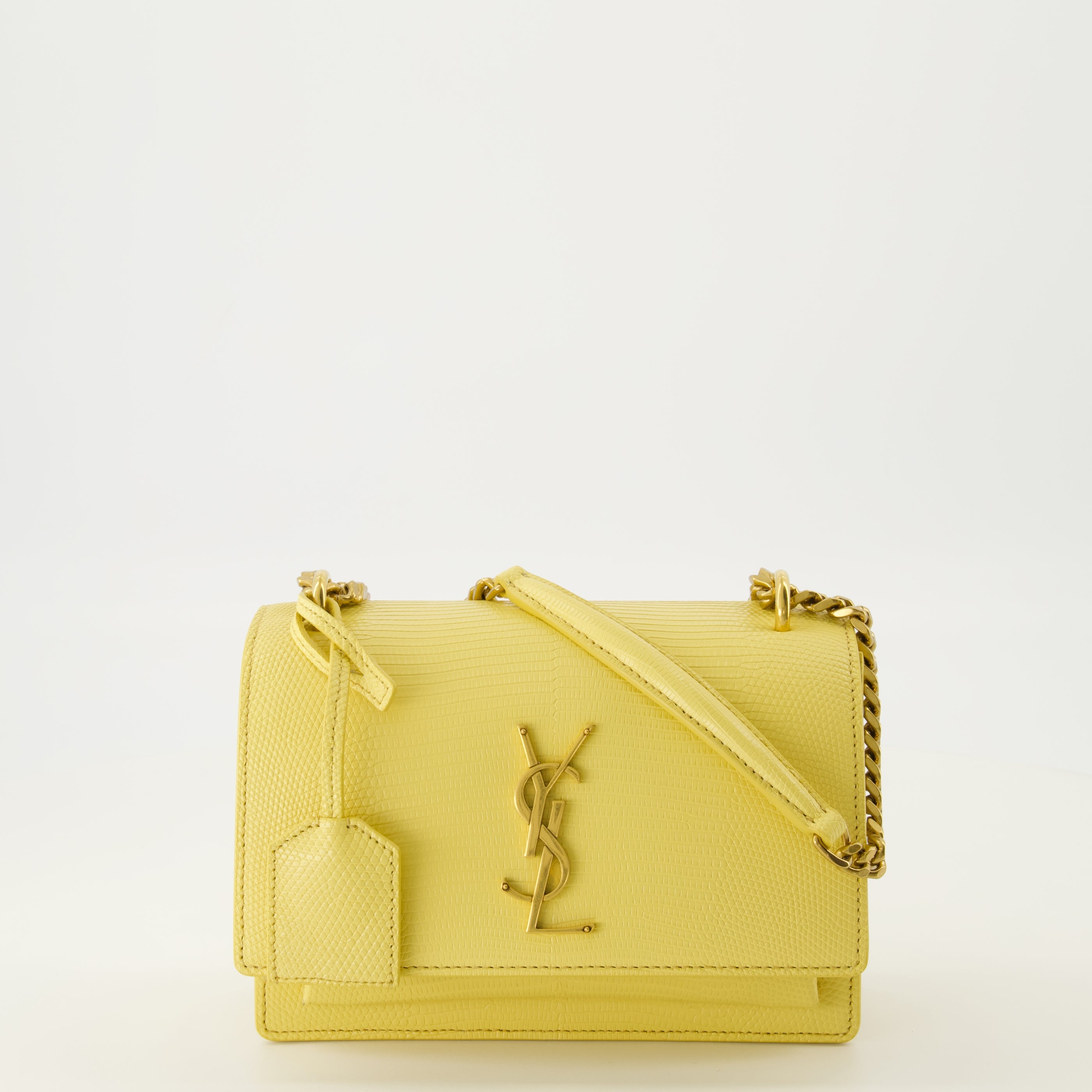 Sacs à main et épaule 선셋 스몰 옐로우 이구아나 가죽 백 Saint Laurent Jaune Femme