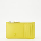 Imagen del porta tarjetas con cremallera Ami de coeur amarillo de la marca Ami PARIS para Unisex - Temporada Primavera-Verano 2026 - Vista Frontal