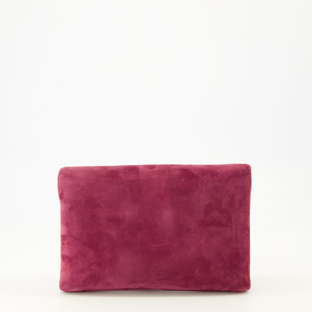 Image de l'article Petite pochette Cassandre en suède violette de la marque Saint Laurent pour Femme - Saison Printemps-Été 2026 - Vue de Dos