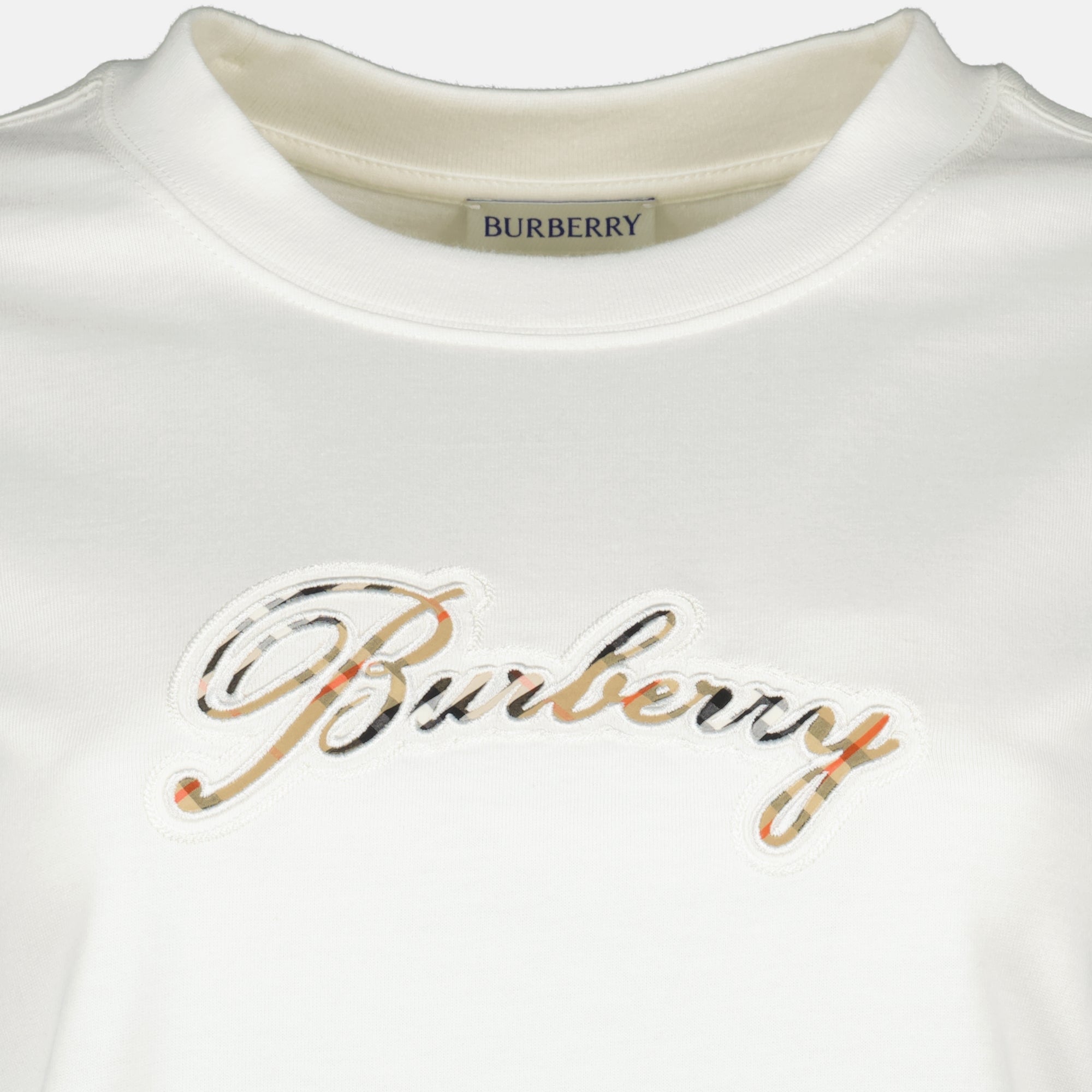 Image de l'article T-shirt logo Check blanc de la marque Burberry pour Femme - Saison Printemps-Été 2026 - Vue détaillée_1
