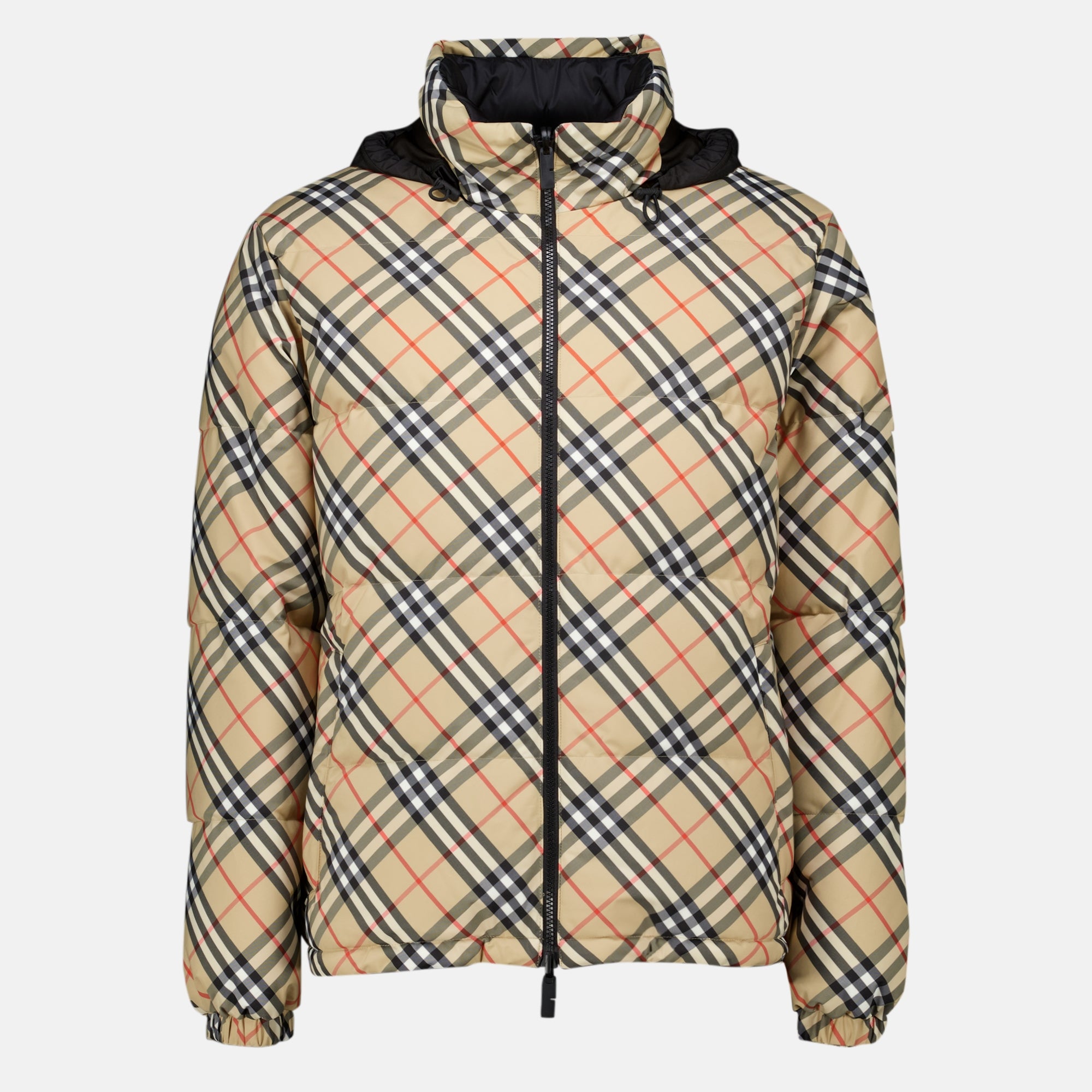 Vestes Check Plaid Reversible Down Jacket Burberry Beige Homme