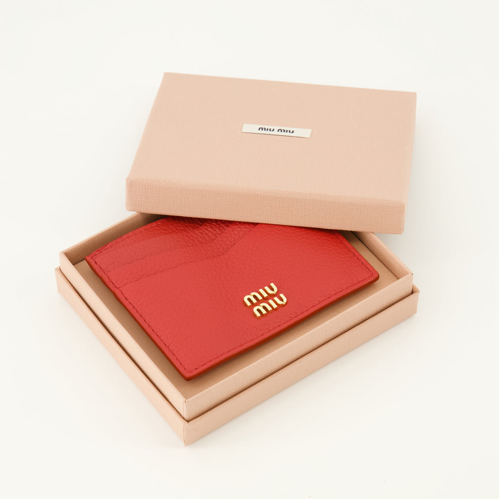 Petite maroquinerie レッド レザー カード ホルダー Miu Miu Rouge Femme