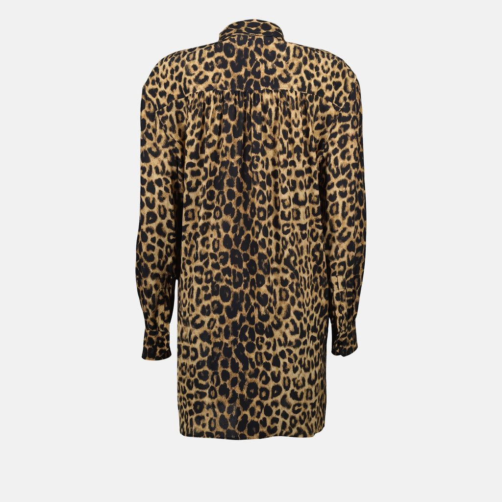 Bild des Leopardenmusterkleides von Saint Laurent für Frauen - Herbst-Winter 2025 - Rückansicht