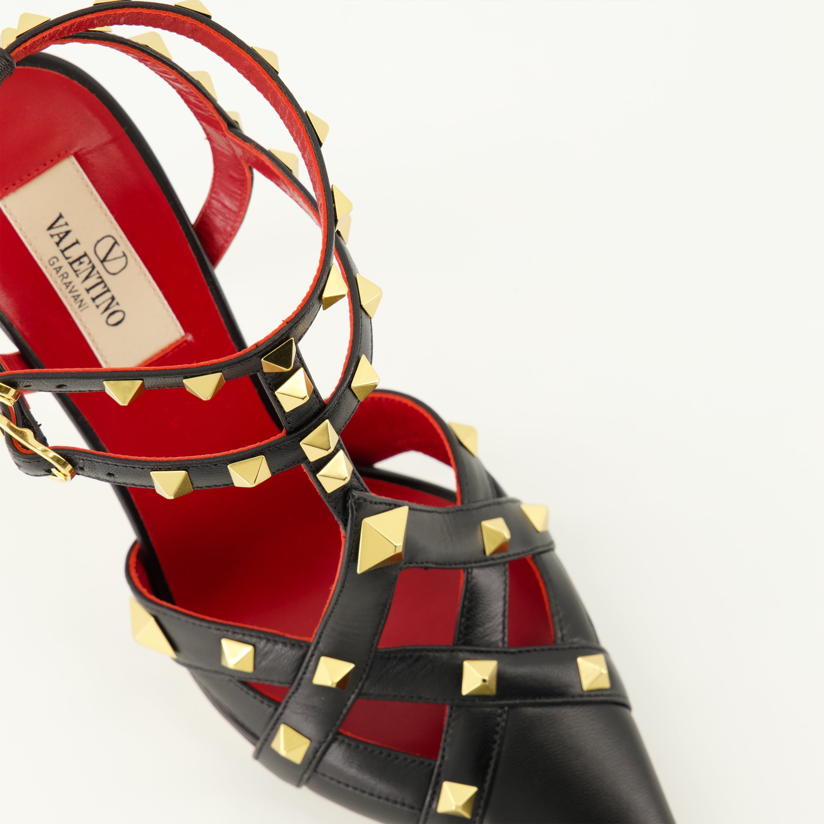 Escarpins Escarpins Rockstud en cuir noir et rouge Valentino Garavani Noir Femme