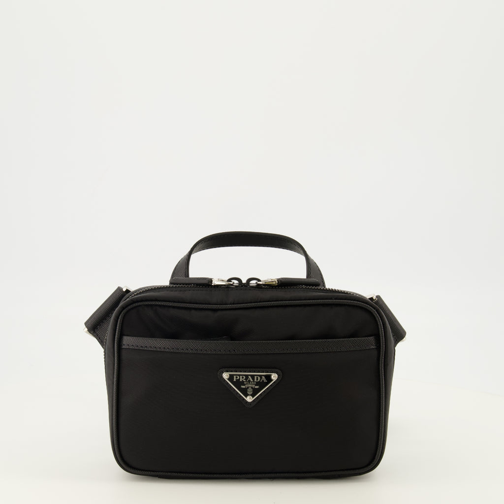 Sacs bandoulière Saco em Couro Preto e Re-Nylon Prada Noir Homme