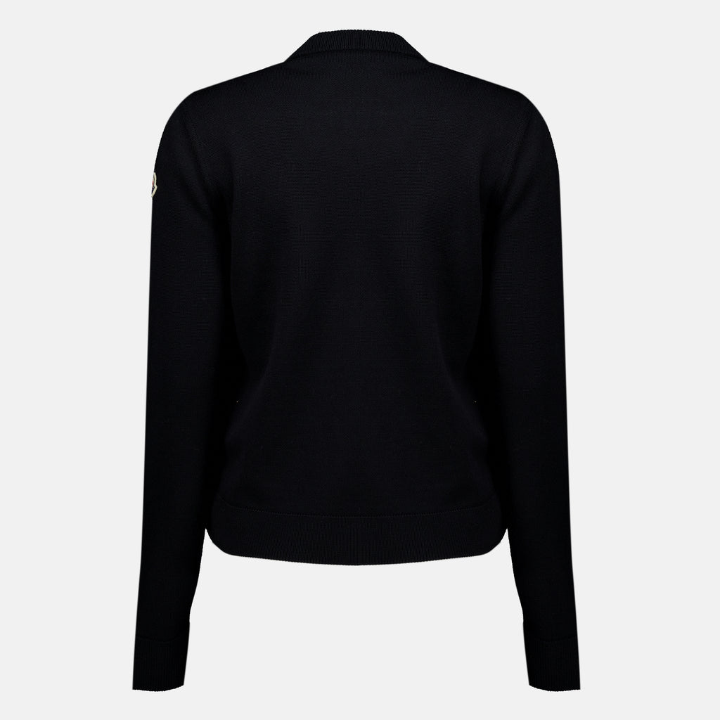 Maille Cardigan zippé matelassé en laine noir Moncler Noir Femme