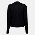 Maille Cardigan com fecho zip em lã preta Moncler Noir Femme