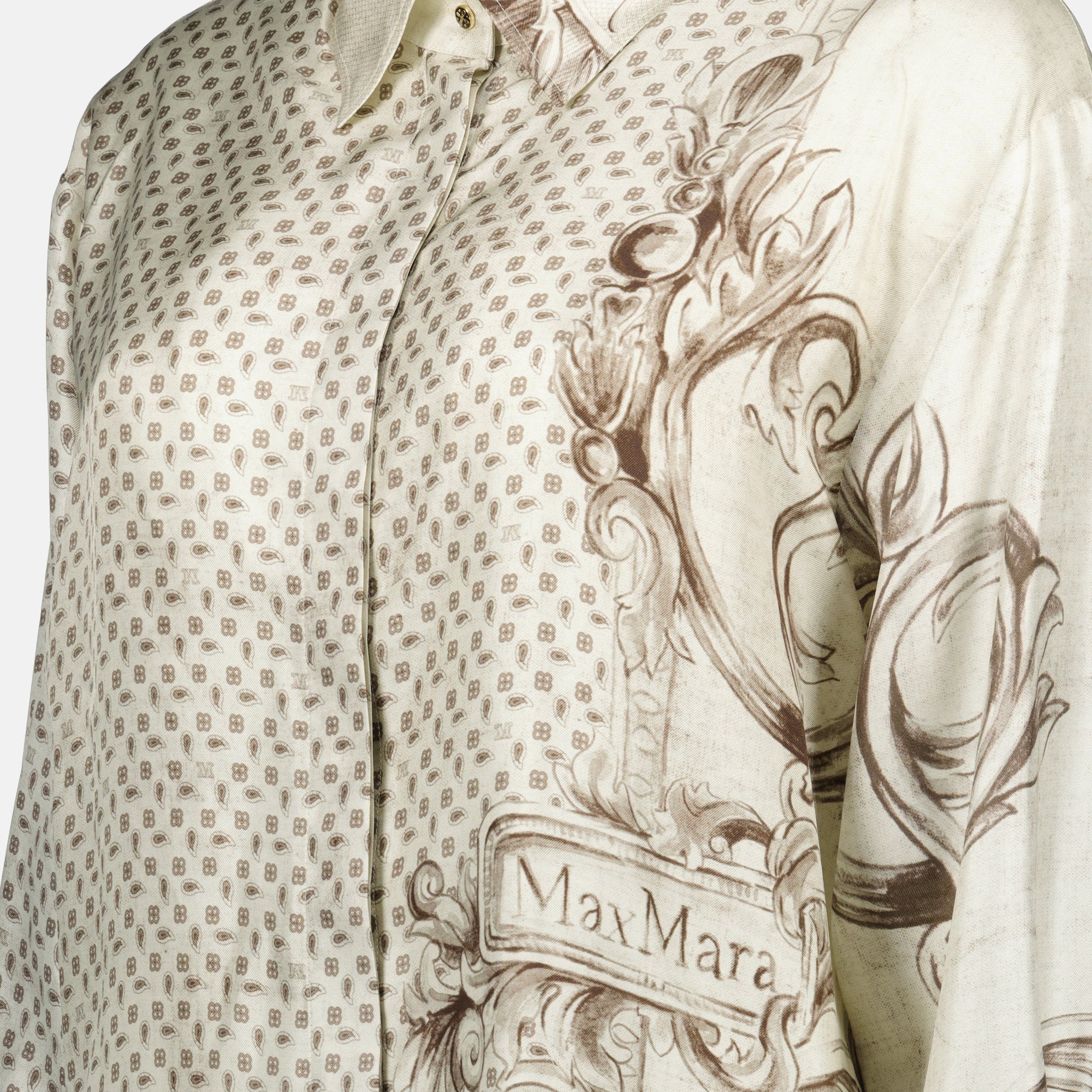 Image de l'article Chemise longue imprimé beige de la marque Max Mara pour Femme - Saison Printemps-Été 2026 - Vue détaillée_1