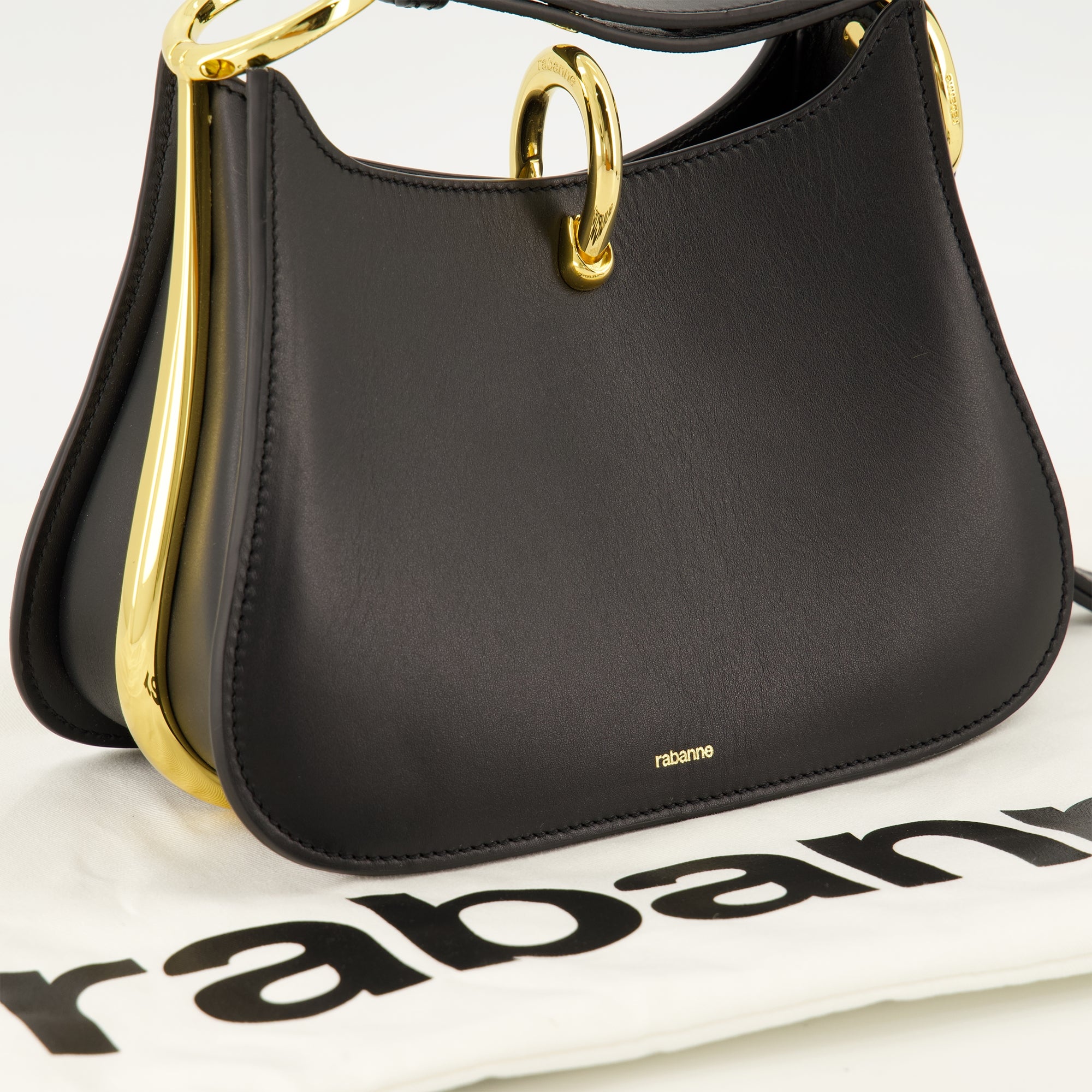 Sacs à main et épaule Sac Ring en cuir noir Rabanne Noir Femme