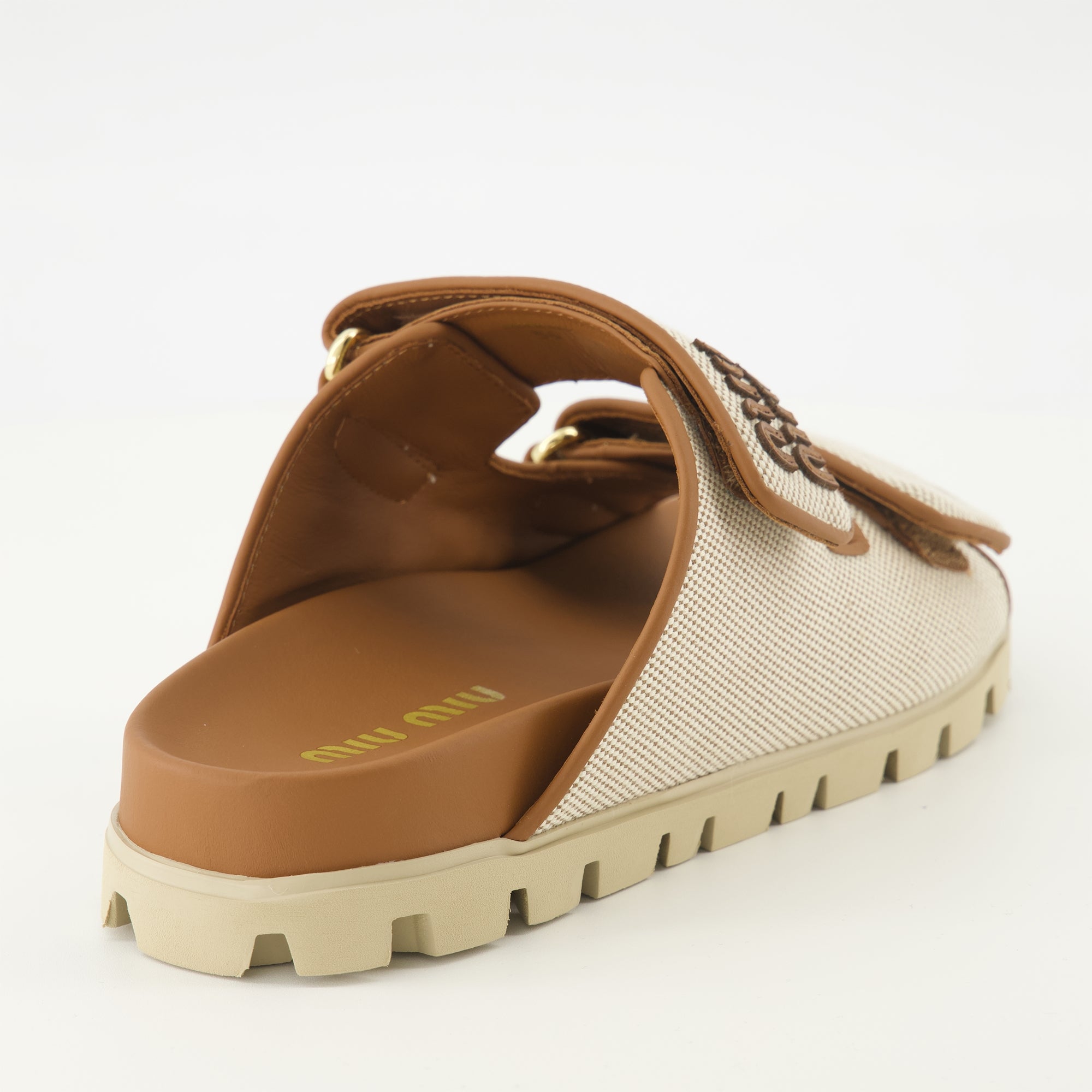 Bild der Miu Miu Beigen Stoffmules für Damen - Saison Frühling-Sommer 2026 - Rückansicht