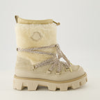 Imagen de las botas de gamuza y shearling Peak de Moncler para mujer - Temporada Otoño-Invierno 2025 - Vista lateral derecha