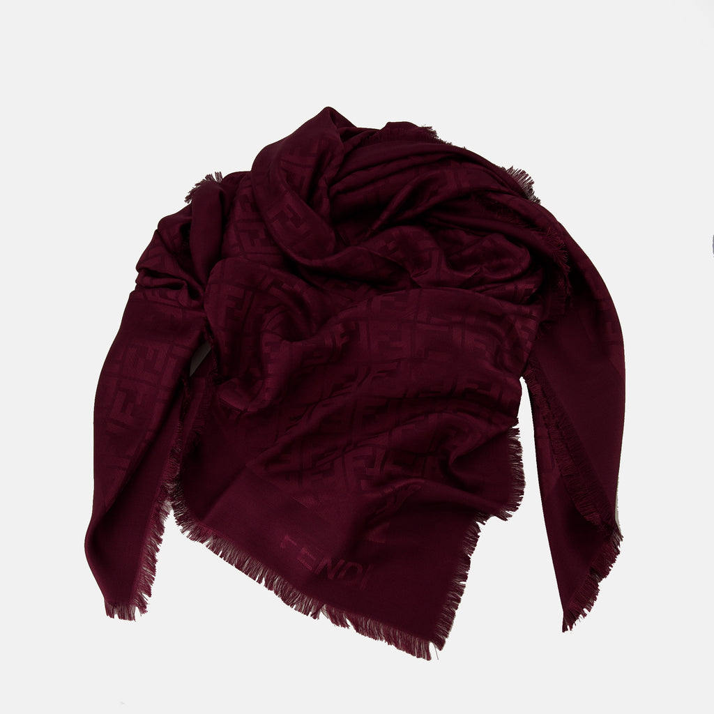 Immagine del scialle FF bordeaux di Fendi per donna - Stagione Primavera-Estate 2026 - Vista Dettagliata 2