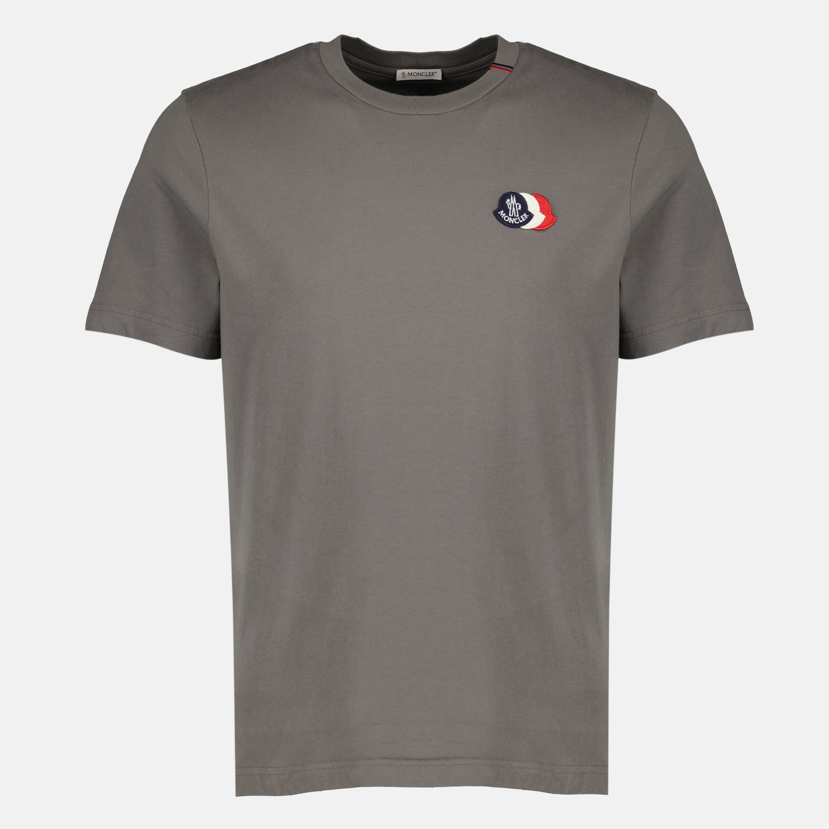 T-shirts T-shirt en coton à logo tricolore gris Moncler Gris Homme
