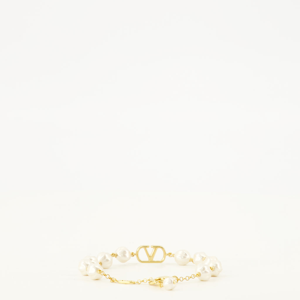 Bijoux Bracelet VLogo avec perles Valentino Garavani Doré Femme