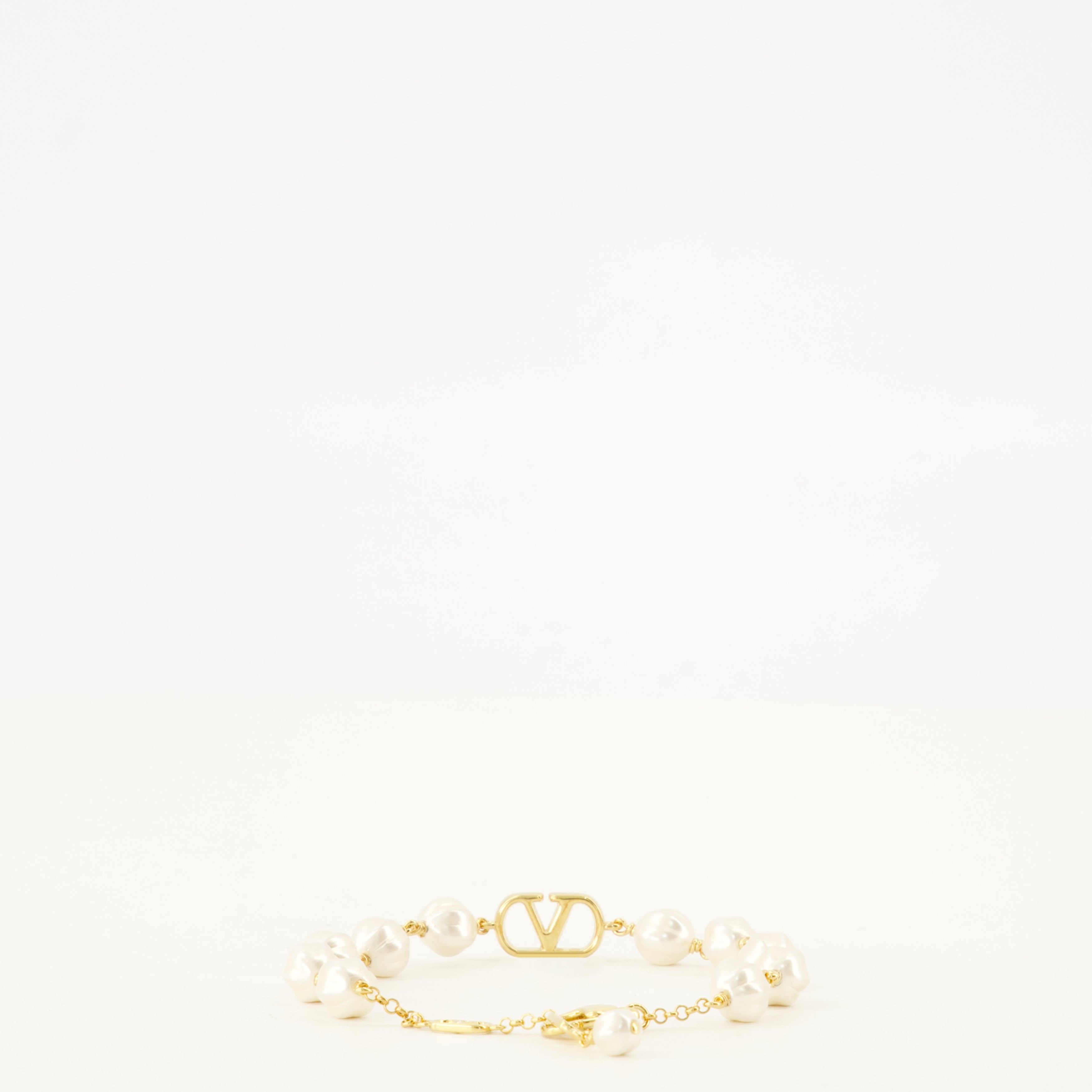 Bijoux Bracelet VLogo avec perles Valentino Garavani Doré Femme