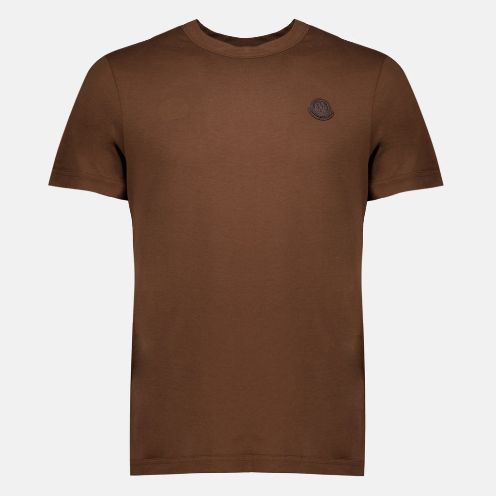 T-shirts Braunes Leder-Logo T-Shirt Moncler Marron Homme