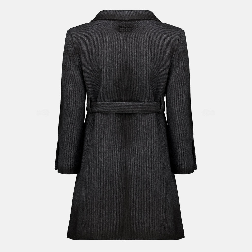 Manteaux Grau Wollmantel Miu Miu Gris Femme