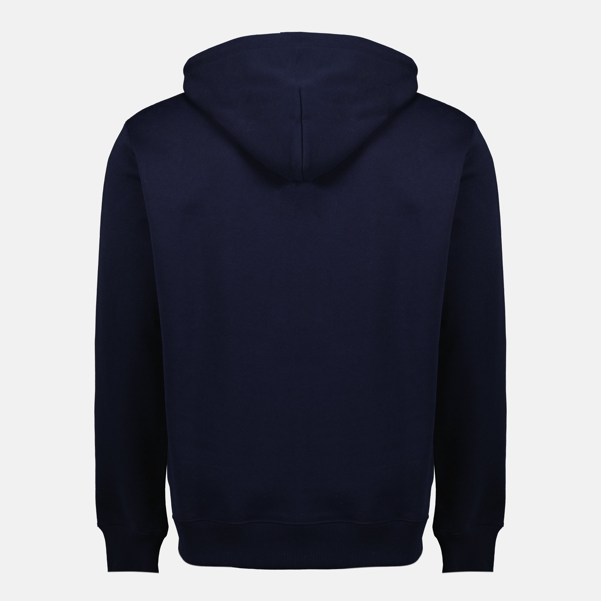 Bild des klassischen navyblauen Hoodie mit Slogan der Marke Drole De Monsieur für Herren - Frühjahr/Sommer 2026 - Rückansicht