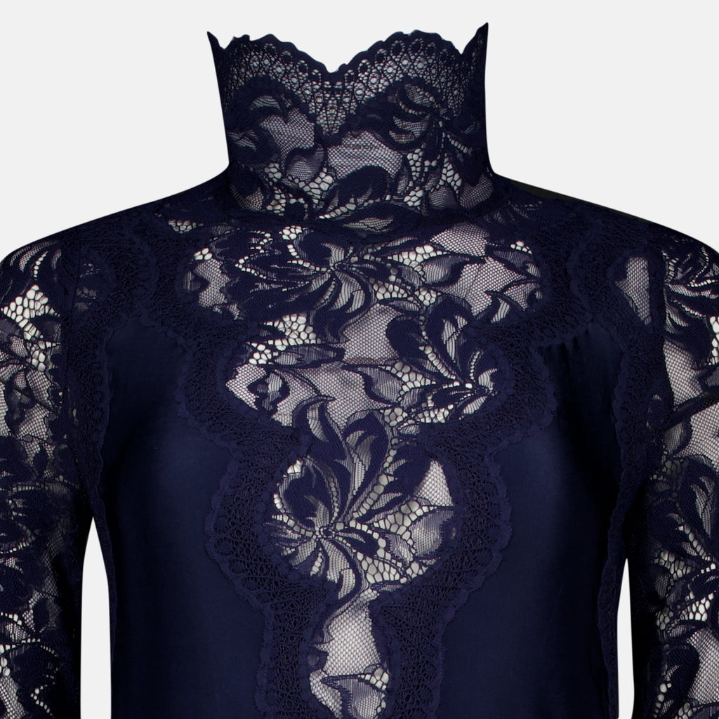 Robes Vestido Largo de Encaje Azul Marino Rabanne Bleu foncé Femme
