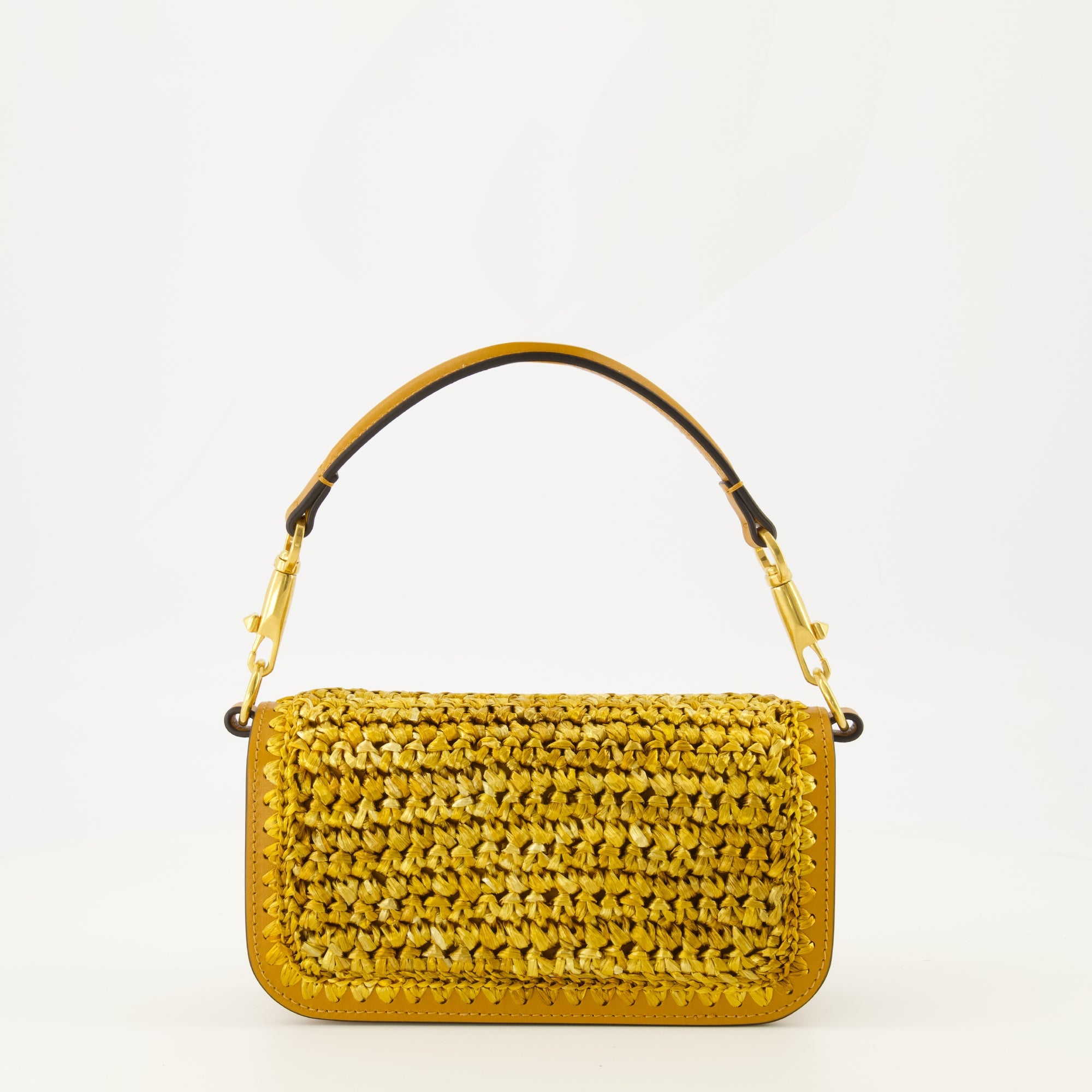 Locò Brown Leather and Raffia Bag Valentino Garavani - Women