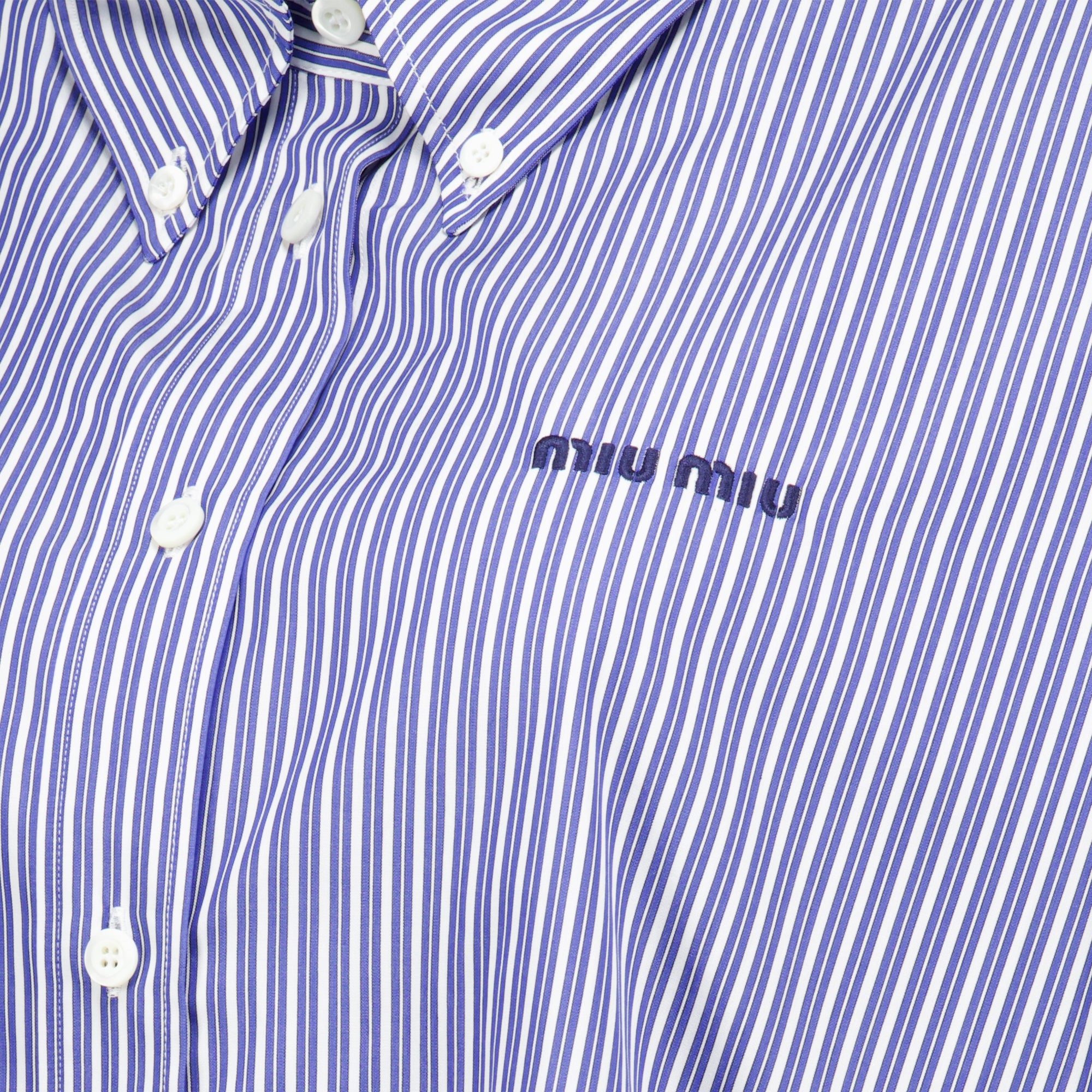 Chemises Camisa Popeline Risgada Azul Marinho Miu Miu Bleu foncé Femme