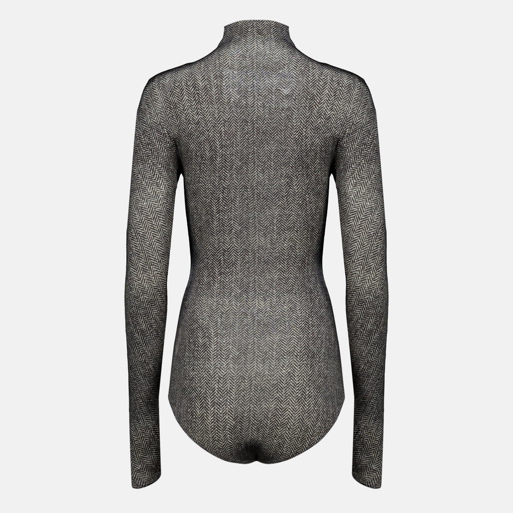 Tops Chevron Pattern Bodysuit Mm6 Gris Femme