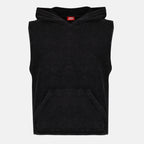 Imagen del sudadera sin mangas de algodón rizado negro de Diesel para hombre - Temporada Primavera-Verano 2026 - Vista Frontal