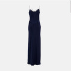 Robes Robe longue en satin Rabanne Bleu foncé Femme