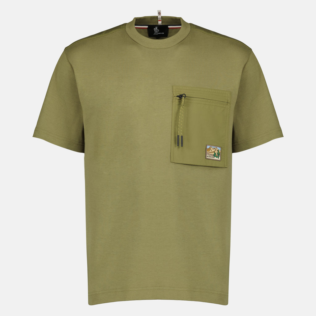 T-shirts T-shirt in cotone con tasca khaki Moncler Grenoble Kaki Homme
