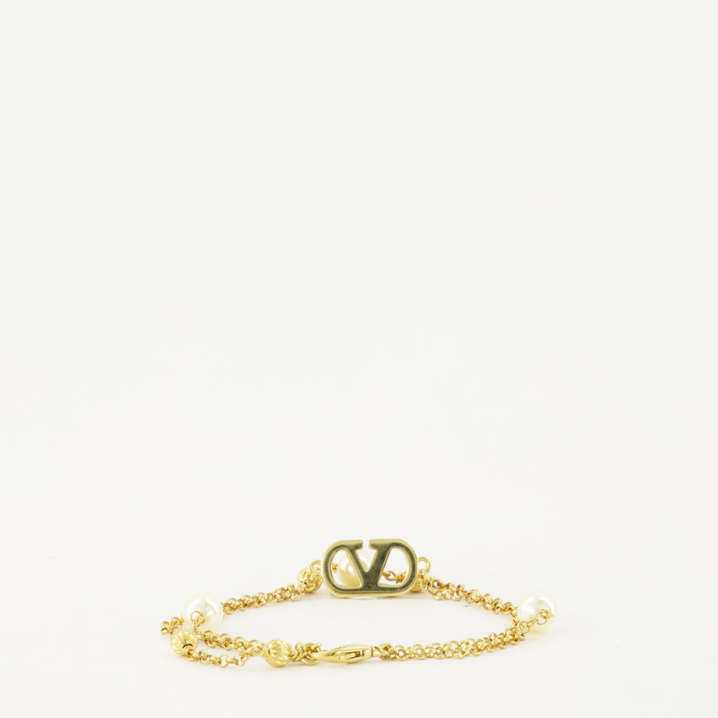 Bijoux Bracciale VLogo con Perle e Cristalli Swarovski® in Oro Valentino Garavani Doré Femme