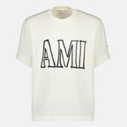 Image de l'article T-shirt imprimé blanc de la marque Ami PARIS pour Unisex - Saison Printemps-Été 2026 - Vue détaillée_3