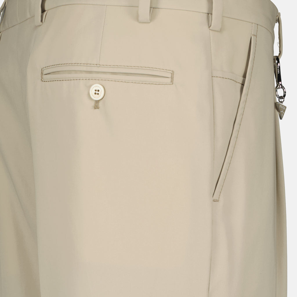 Pantalons 베이지 코튼 팬츠 Prada Beige Homme