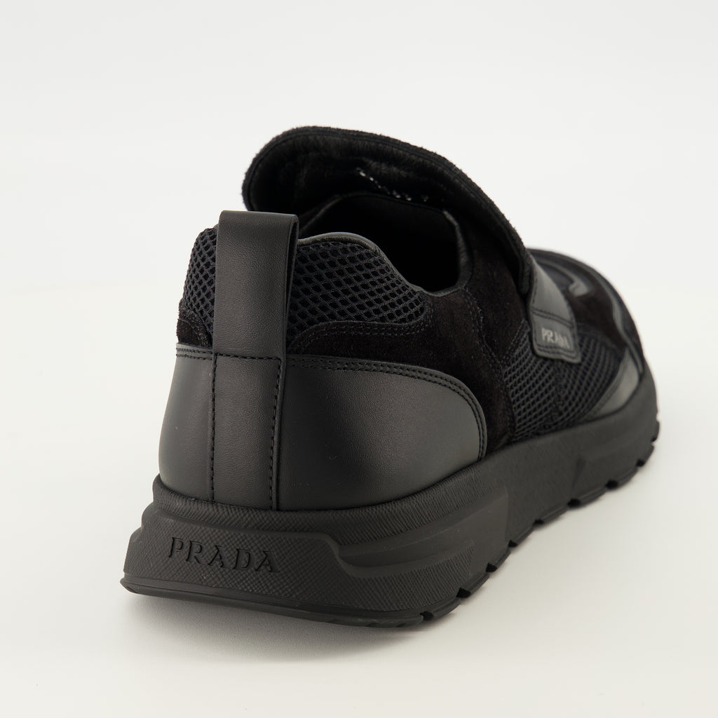 Baskets Sapatilhas Prax em Malha Preta Prada Noir Homme