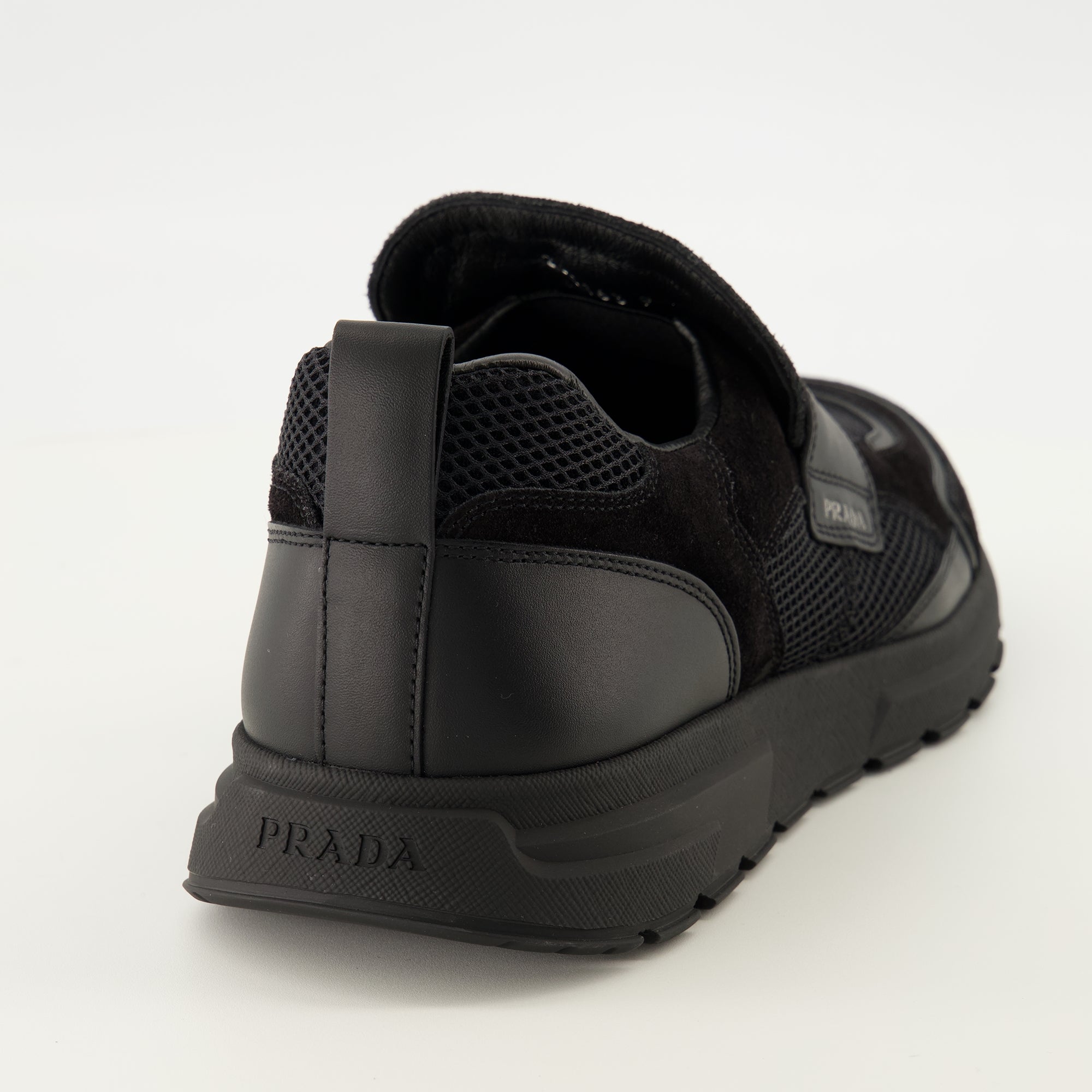Baskets Sapatilhas Prax em Malha Preta Prada Noir Homme