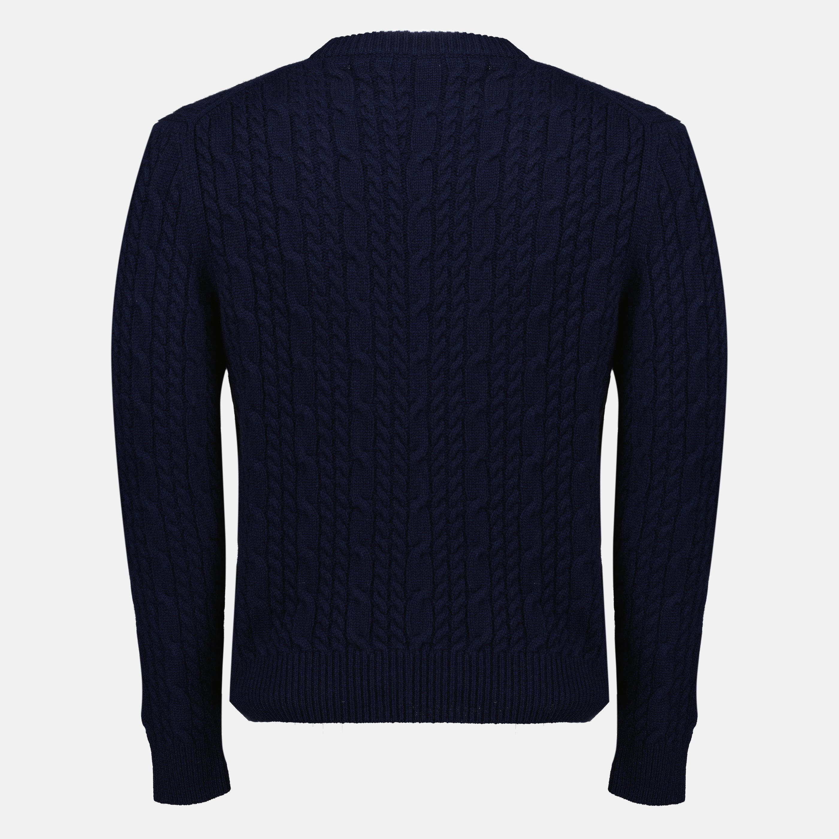 Image of the navy blue knitted sweater from the brand Dior for Men - Spring-Summer 2026 - Back View