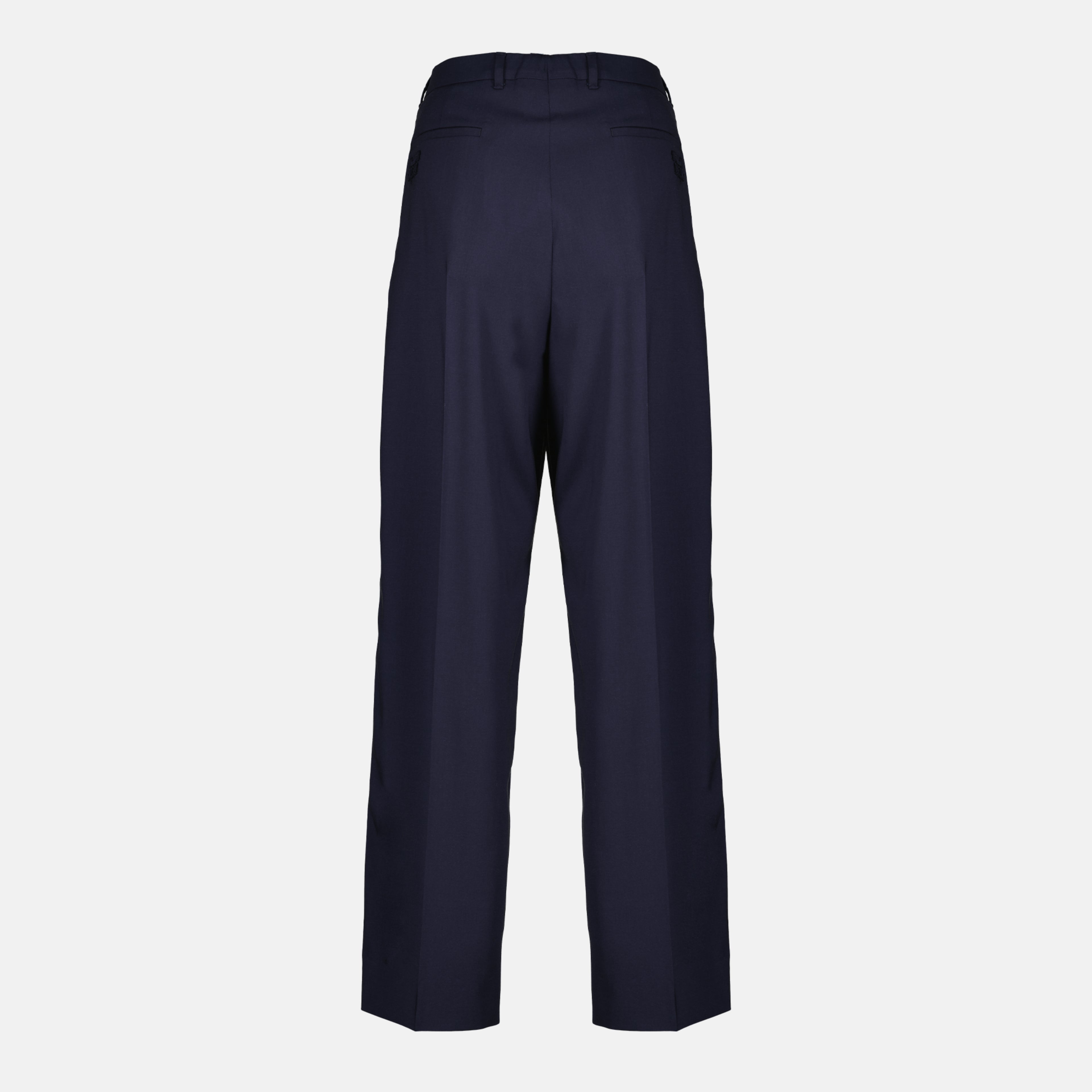 Image de l'article Pantalon en laine bleu marine de la marque Miu Miu pour Femme - Saison Printemps-Été 2026 - Vue de Dos