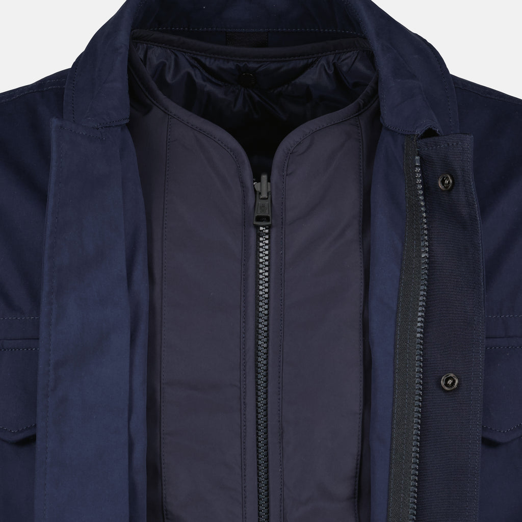 Image of the reversible Roquille navy blue shirt jacket by Moncler for Men - Spring-Summer 2026 - Detailed view 1