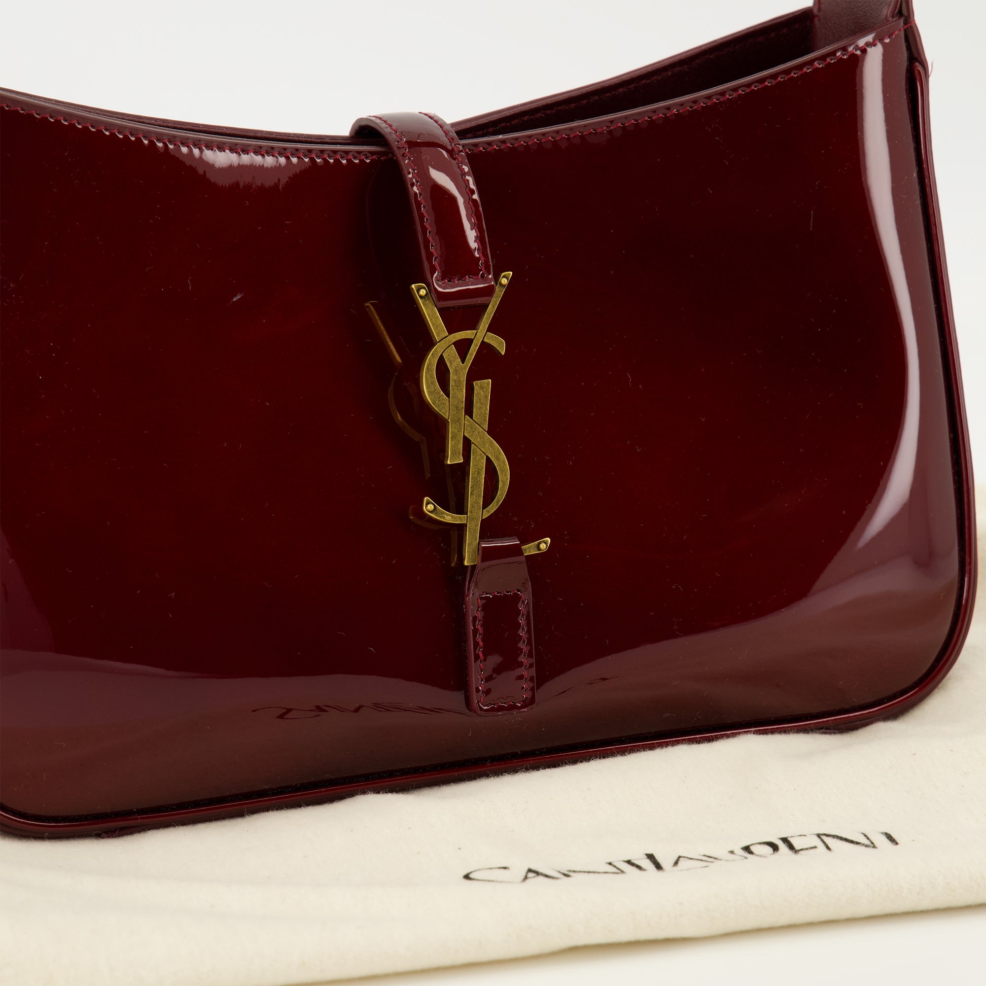 burgundy patent leather backpack 5 à 7 Bag in Glossy Burgundy Leather Saint Laurent
