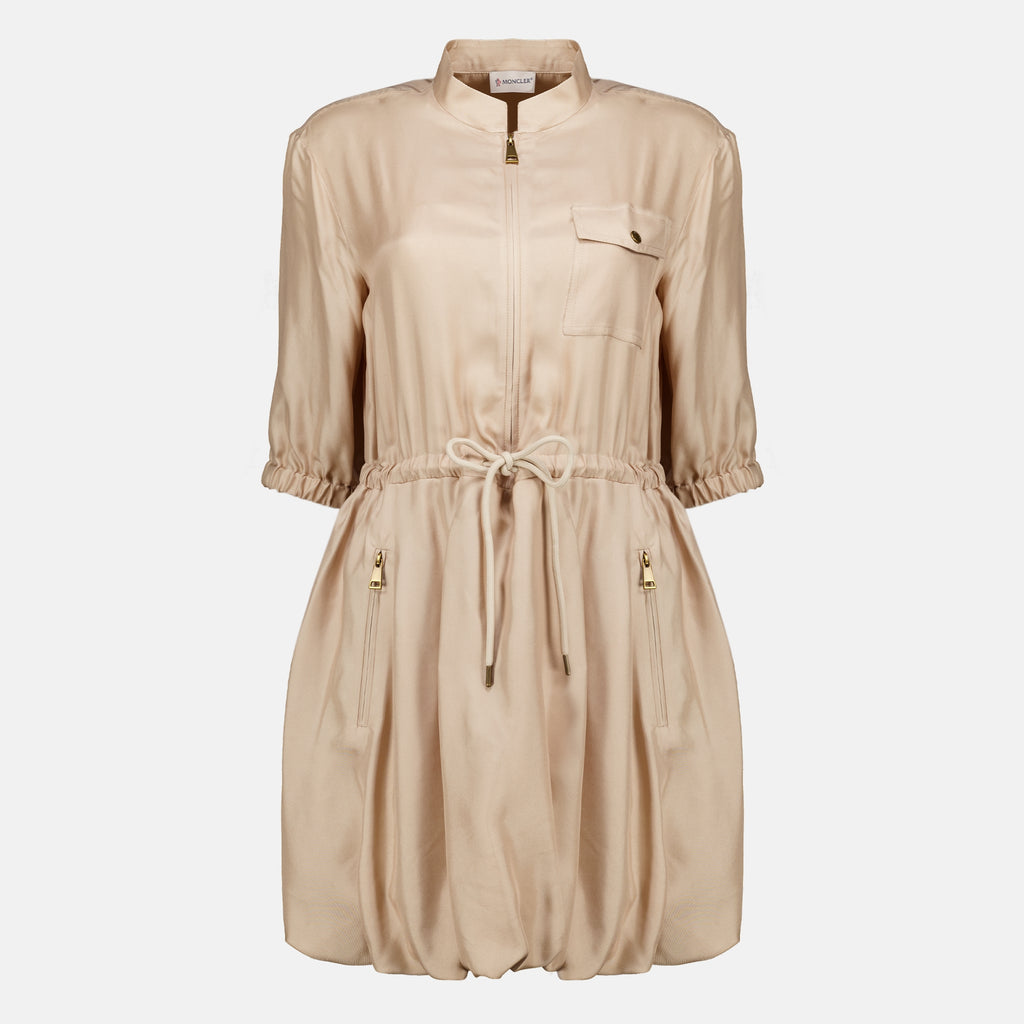 Robes Robe chemise en sergé de soie beige Moncler Beige Femme