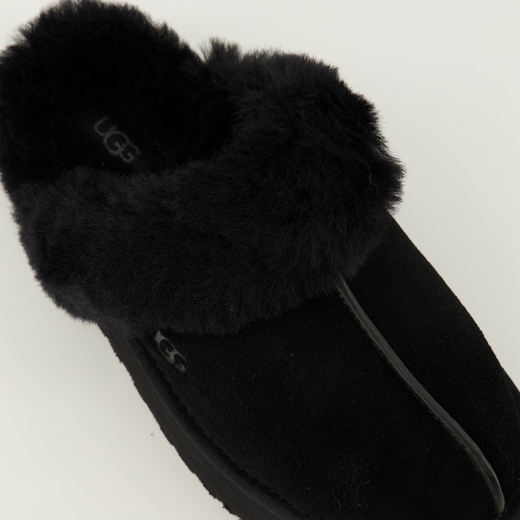 Uggの女性用黒ディスケットミュールの商品画像 - 2026年春夏シーズン - 詳細な上面図