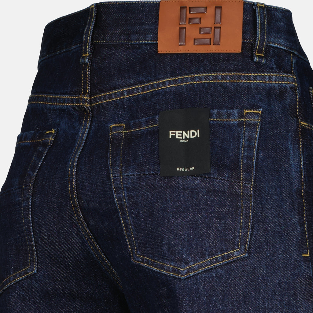 Pantalons 다크 블루 데님 진 Fendi Bleu foncé Homme