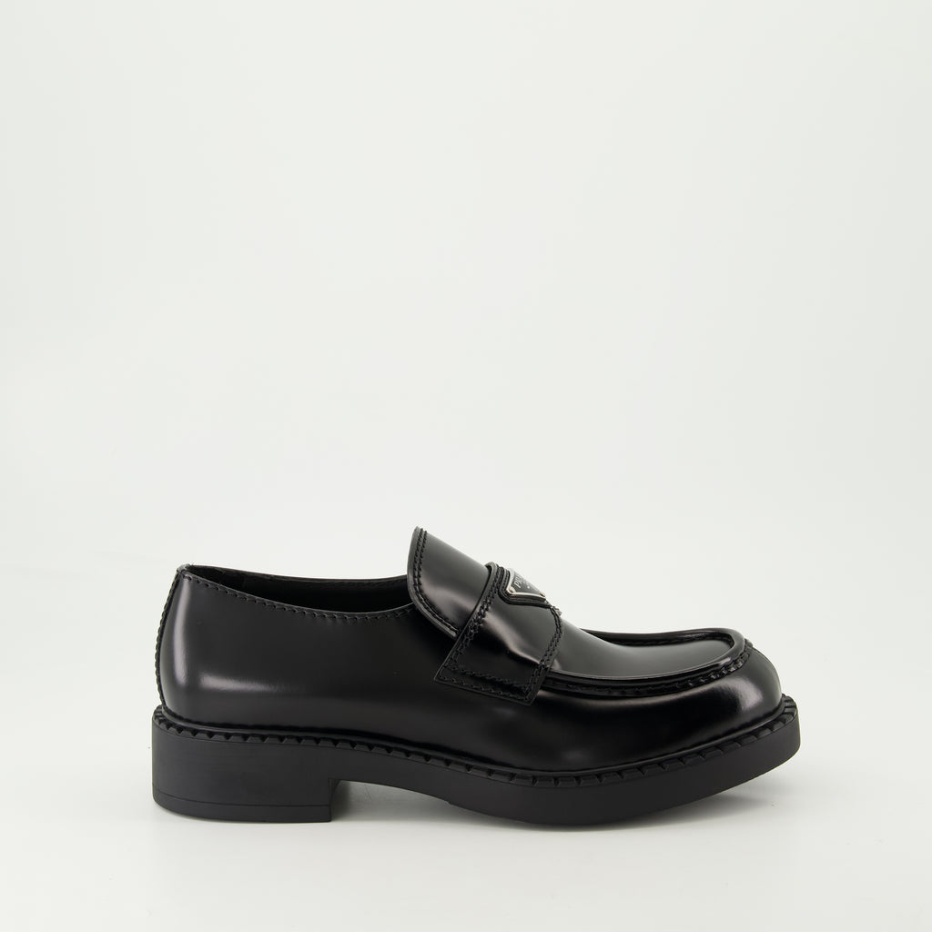 Loafers Chocolate Leather Loafers Prada Black Homme