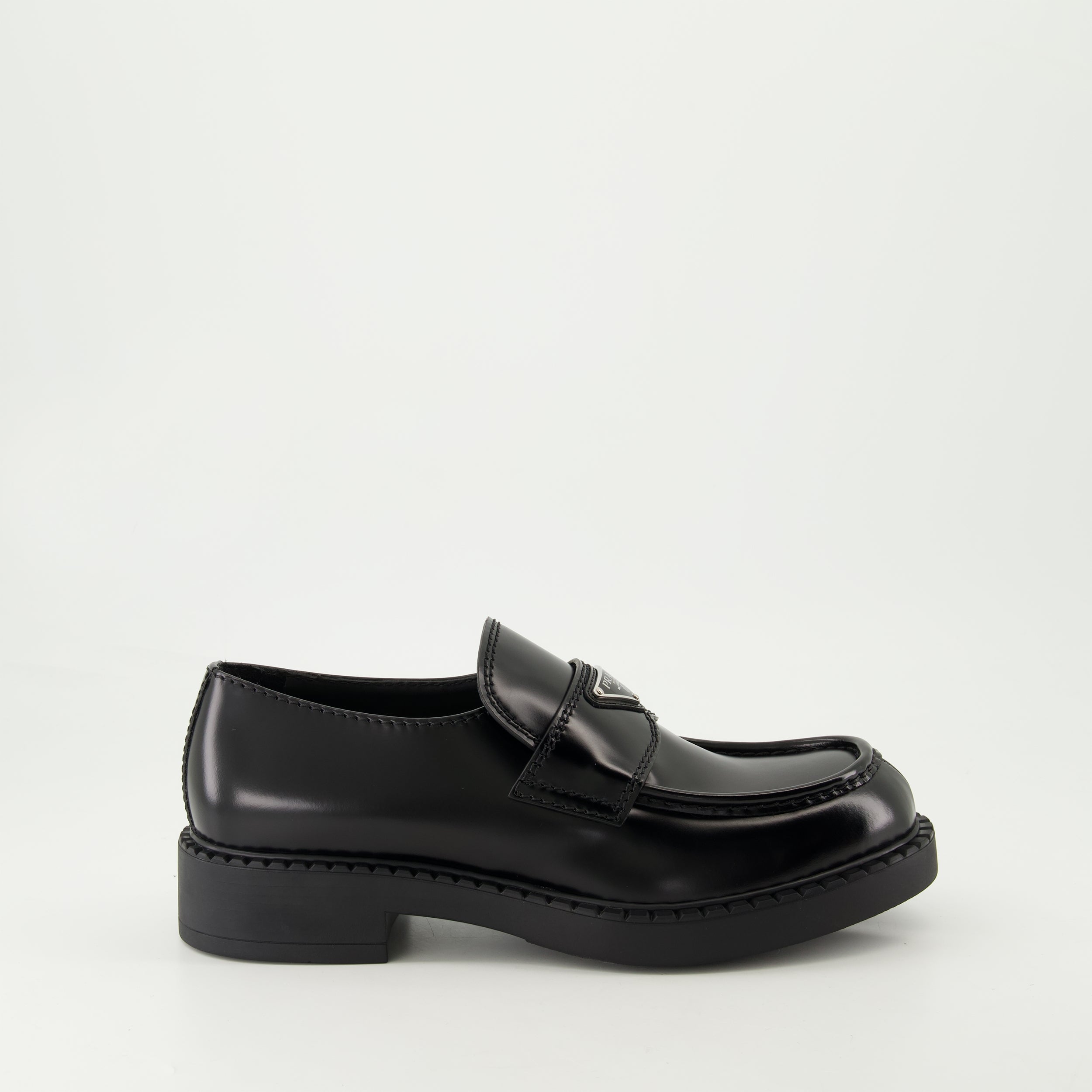 Loafers Chocolate Leather Loafers Prada Black Homme