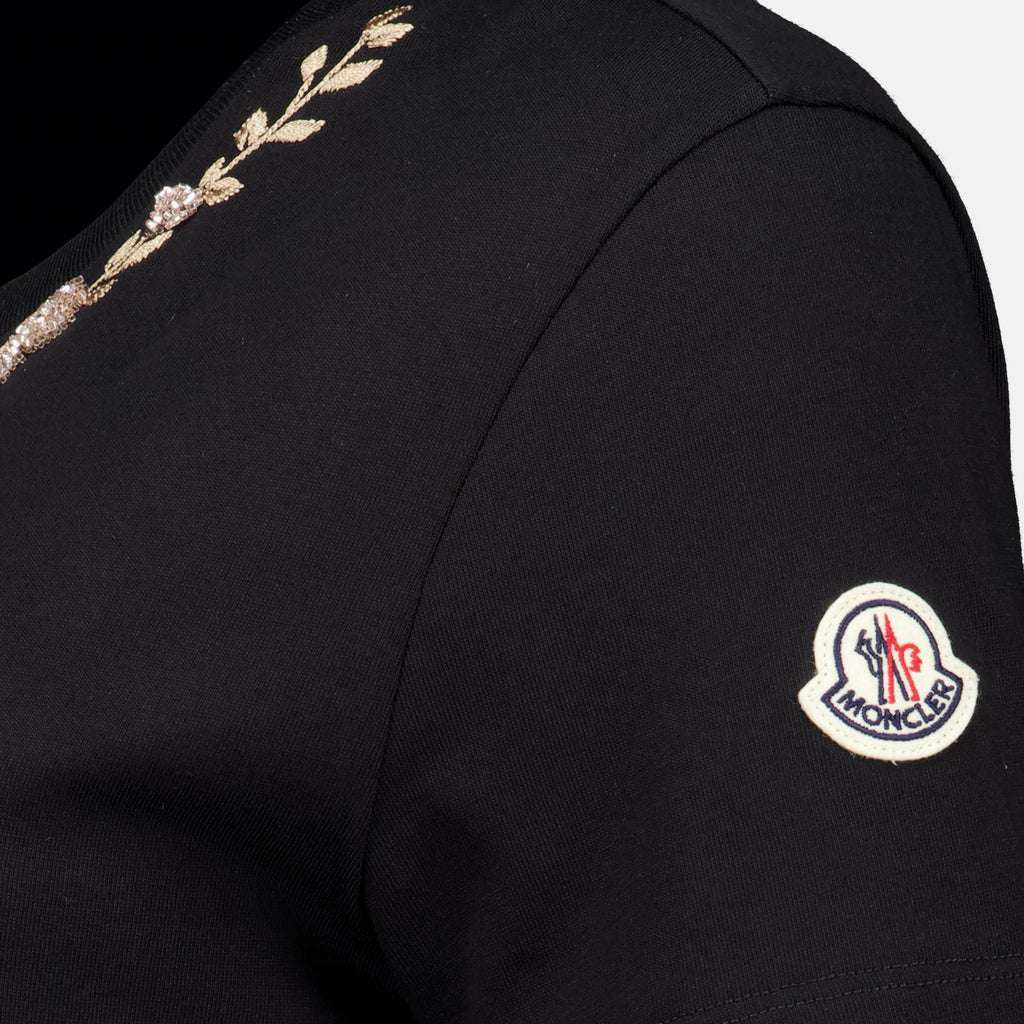T-shirts T-shirt de Algodão Preta Moncler Noir Femme