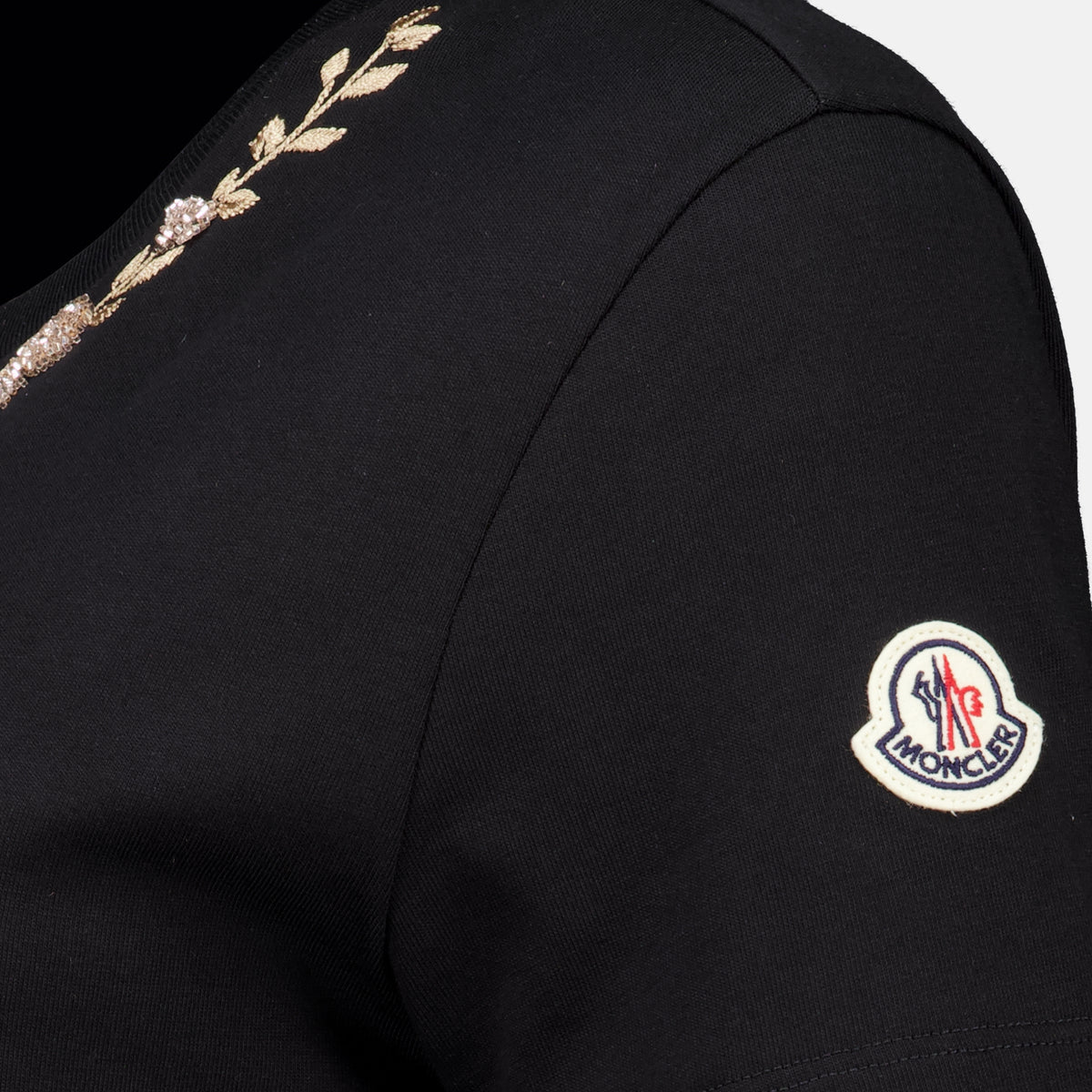 T-shirts T-shirt de Algodão Preta Moncler Noir Femme