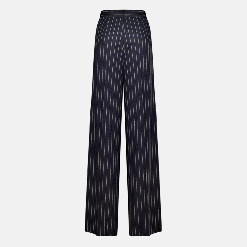Pantalons Pantalon en laine à rayures bleu marine Max Mara Bleu foncé Femme