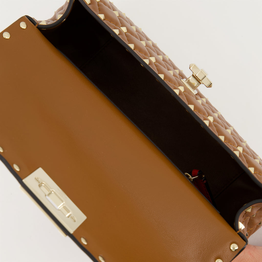 Borse a tracolla Borsa Medium Rockstud Spike Valentino Garavani Marrone Femme